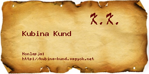 Kubina Kund névjegykártya